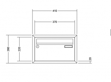 RENZ Briefkastenanlage Unterputz, Winkelputzabdeckrahmen 20 mm, Kastenformat 370x220x270mm, 1-teilig