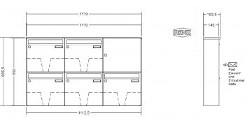 RENZ Briefkastenanlage Aufputz Classic Basic B Kastenformat 370x330x145mm, 5-teilig, Renz Nummer 10-0-35004