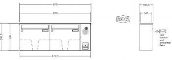 RENZ Briefkastenanlage Aufputz Classic Basic B Kastenformat 370x330x145mm, mit Klingel - & Lichttaster und Vorbereitung Gegensprechanlage, 2-teilig, Renz Nummer 10-0-35013