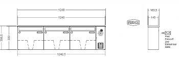 RENZ Briefkastenanlage Aufputz Classic Basic B Kastenformat 370x330x145mm, mit Klingel - & Lichttaster und Vorbereitung Gegensprechanlage, 3-teilig, Renz Nummer 10-0-35014