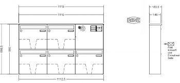 RENZ Briefkastenanlage Aufputz Classic Basic B Kastenformat 370x330x145mm, mit Klingel - & Lichttaster und Vorbereitung Gegensprechanlage, 5-teilig, Renz Nummer 10-0-35016