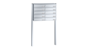 RENZ Briefkastenanlage freistehend, Basic B, Edelstahl V4A, Kastenformat 370x110x270mm, 10-teilig, zum Einbetonieren