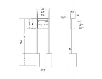 RENZ Briefkastenanlage freistehend, Basic B, Edelstahl V4A, Kastenformat 370x330x145mm, 1-teilig, zum Einbetonieren, Renz Nummer 10-0-10012