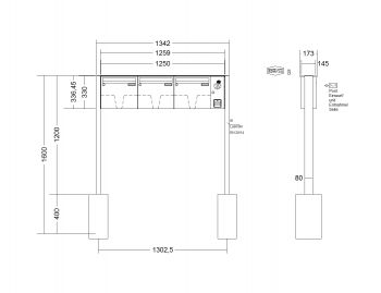 RENZ Briefkastenanlage freistehend, Basic B, Edelstahl V4A, Kastenformat 370x330x145mm, mit Klingel - & Lichttaster und Vorbereitung Gegensprechanlage, 3-teilig, zum Einbetonieren, Renz Nummer 10-0-10020