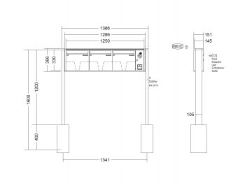 RENZ Briefkastenanlage freistehend, Quadra, Kastenformat 370x330x145mm, mit Klingel - & Lichttaster und Vorbereitung Gegensprechanlage, 3-teilig, zum Einbetonieren, Renz Nummer 10-0-10324