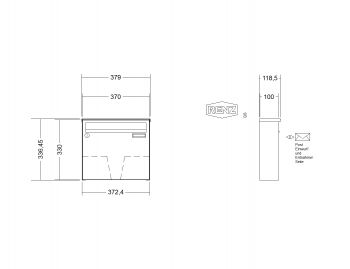 RENZ Briefkastenanlage, Aufputz, Classic Basic B, Edelstahl V4A, Kastenformat 370x330x100mm, 1-teilig, Renz Nummer 10-0-25012