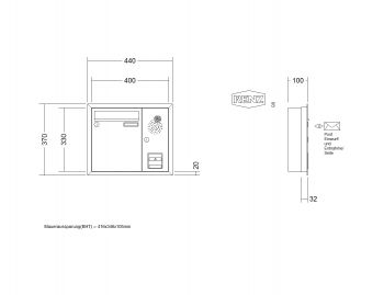 RENZ Briefkastenanlage Unterputz, Eckrahmen, Kastenformat 260x330x100mm, mit Klingel - & Lichttaster und Vorbereitung Gegensprechanlage, 1-teilig, Renz Nummer 10-0-25069