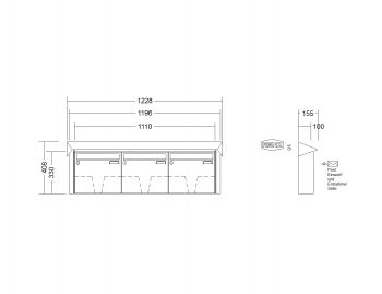 RENZ Briefkastenanlage Aufputz Prisma Kastenformat 370x330x100mm, 3-teilig, Renz Nummer 10-0-25204