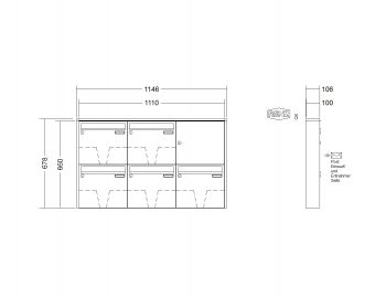 RENZ Briefkastenanlage Aufputz Quadra Kastenformat 370x330x100mm, 5-teilig, Renz Nummer 10-0-25816