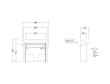 RENZ Briefkastenanlage Aufputz Prisma Edelstahl V4A Kastenformat 370x330x100mm, 1-teilig, Renz Nummer 10-0-25838