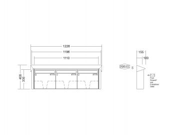 RENZ Briefkastenanlage Aufputz Prisma Edelstahl V4A Kastenformat 370x330x100mm, 3-teilig, Renz Nummer 10-0-25840