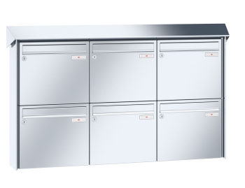 RENZ Briefkastenanlage Aufputz Prisma Edelstahl V4A Kastenformat 370x330x100mm, 6-teilig, Renz Nummer 10-0-25843