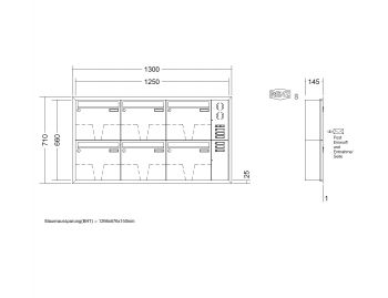 RENZ Briefkastenanlage Unterputz, Eckrahmen, Edelstahl V4A, Kastenformat 370x330x145mm, mit Klingel - & Lichttaster und Vorbereitung Gegensprechanlage, 6-teilig, Renz Nummer 10-0-35143