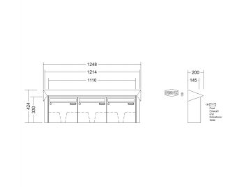 RENZ Briefkastenanlage Aufputz Prisma Kastenformat 370x330x145mm, 3-teilig, Renz Nummer 10-0-35946