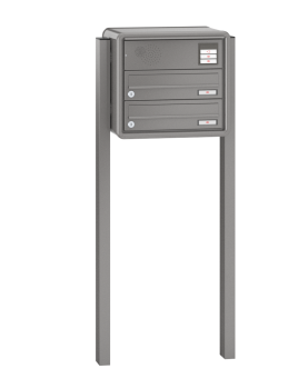 RENZ Briefkastenanlage freistehend, RS4000, Kastenformat 370x110x270mm, 2-teilig, zum Einbetonieren, Vorbereitung Gegensprechanlage