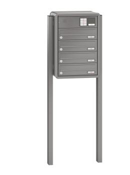 RENZ Briefkastenanlage freistehend, RS4000, Kastenformat 370x110x270mm, 4-teilig, zum Einbetonieren, Vorbereitung Gegensprechanlage