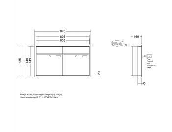 RENZ Briefkastenanlage Unterputz, Renz Plan, Kastenformat 400x440x160mm, 2-teilig, Renz Nummer 60-0-60004