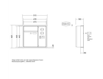 RENZ Briefkastenanlage Unterputz, Renz Plan, Edelstahl V4A, Kastenformat 300x440x160mm, mit Klingel - & Lichttaster und Vorbereitung Gegensprechanlage, 1-teilig, Renz Nummer 60-0-60018