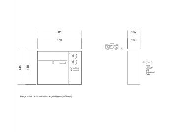 RENZ Briefkastenanlage Aufputz, Renz Plan, Edelstahl V4A, Kastenformat 400x440x160mm, mit Klingel - & Lichttaster und Vorbereitung Gegensprechanlage, 1-teilig, Renz Nummer 60-0-60045