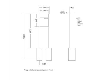 RENZ Briefkastenanlage freistehend, Renz Plan, Kastenformat 300x440x160mm, 1-teilig, Renz Nummer 60-0-60048