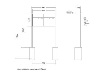 RENZ Briefkastenanlage freistehend, Renz Plan, Kastenformat 400x440x160mm, 2-teilig, Renz Nummer 60-0-60055