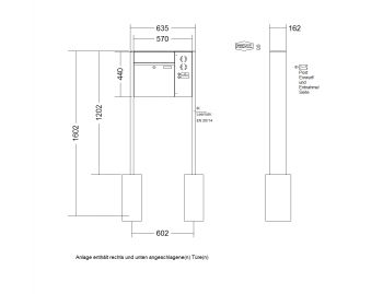 RENZ Briefkastenanlage freistehend, Renz Plan, Edelstahl V4A, Kastenformat 400x440x160mm, mit Klingel - & Lichttaster und Vorbereitung Gegensprechanlage, 1-teilig, Renz Nummer 60-0-60090