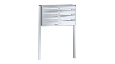 RENZ Briefkastenanlage freistehend, Basic B, Edelstahl V4A, Kastenformat 370x110x270mm, 7-teilig, zum Einbetonieren