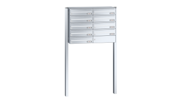 RENZ Briefkastenanlage freistehend, Basic B, Edelstahl V4A, Kastenformat 370x110x270mm, 9-teilig, zum Einbetonieren