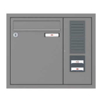 RENZ Briefkastenanlage Unterputz, Eckrahmen, Kastenformat 260x330x100mm, mit Klingel - & Lichttaster und Vorbereitung Gegensprechanlage, 1-teilig, Renz Nummer 10-0-25069