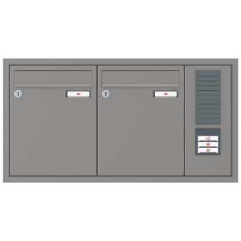 RENZ Briefkastenanlage Unterputz, Eckrahmen, Kastenformat 260x330x100mm, mit Klingel - & Lichttaster und Vorbereitung Gegensprechanlage, 2-teilig, Renz Nummer 10-0-25101