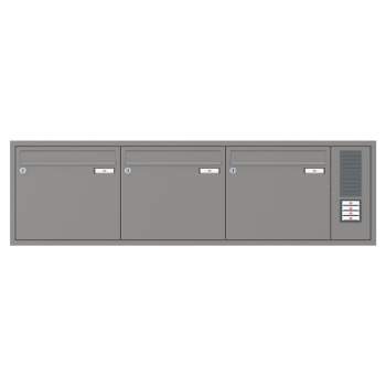 RENZ Briefkastenanlage Unterputz, Eckrahmen, Kastenformat 370x330x100mm, mit Klingel - & Lichttaster und Vorbereitung Gegensprechanlage, 3-teilig, Renz Nummer 10-0-25135