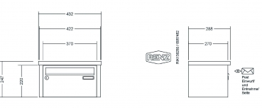 RENZ Briefkastenanlage Aufputz, Tetro, Kastenformat 370x220x270mm, 1-teilig