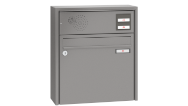 RENZ Briefkastenanlage Aufputz Quadra Kastenformat 370x330x100mm, mit Klingel - & Lichttaster und Vorbereitung Gegensprechanlage, 1-teilig, Renz Nummer 10-0-25824