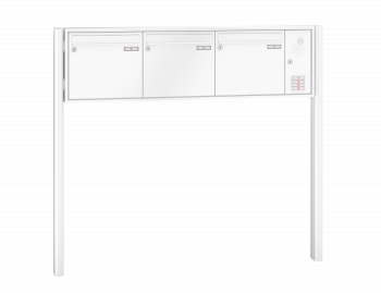 RENZ Briefkastenanlage freistehend, Quadra, Kastenformat 370x330x100mm, mit Klingel - & Lichttaster und Vorbereitung Gegensprechanlage, 3-teilig, zum Einbetonieren, Renz Nummer 10-0-25681