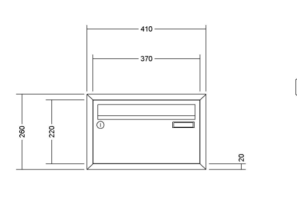 RENZ Briefkastenanlage Unterputz, Winkelputzabdeckrahmen 20 mm, Kastenformat 370x220x270mm, 1-teilig