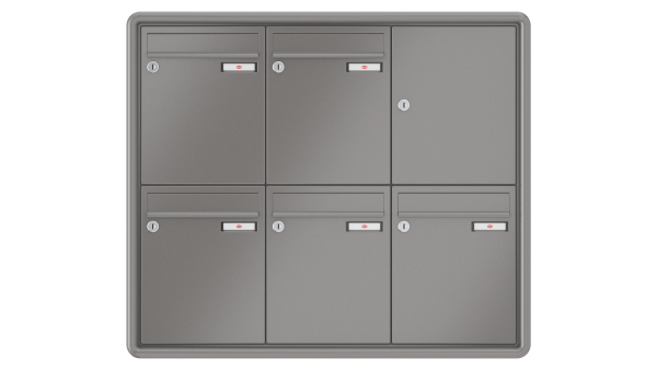 RENZ Briefkastenanlage Unterputz, RS3000, Kastenformat 260x330x100mm, 5-teilig, Renz Nummer 10-0-25171