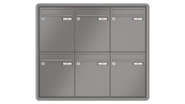 RENZ Briefkastenanlage Unterputz, RS3000, Kastenformat 260x330x100mm, 6-teilig, Renz Nummer 10-0-25231