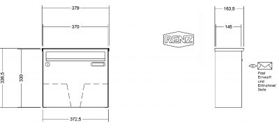 RENZ Briefkastenanlage Aufputz Classic Basic B Kastenformat 370x330x145mm, 1-teilig, Renz Nummer 10-0-35000