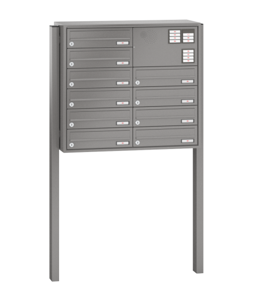 RENZ Briefkastenanlage freistehend, Quadra, Kastenformat 370x110x270mm, 10-teilig, zum Einbetonieren