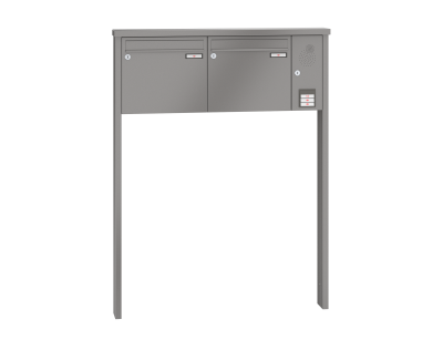RENZ Briefkastenanlage freistehend, Tetro, Kastenformat 370x330x100mm, mit Klingel - & Lichttaster und Vorbereitung Gegensprechanlage, 2-teilig, zum Einbetonieren, Renz Nummer 10-0-10190
