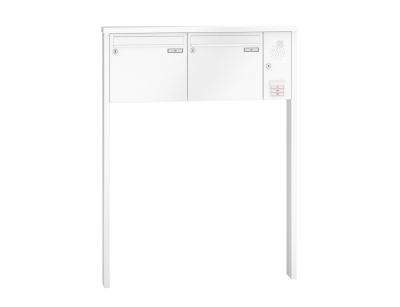 RENZ Briefkastenanlage freistehend, Tetro, Kastenformat 370x330x100mm, mit Klingel - & Lichttaster und Vorbereitung Gegensprechanlage, 2-teilig, zum Einbetonieren, Renz Nummer 10-0-10190