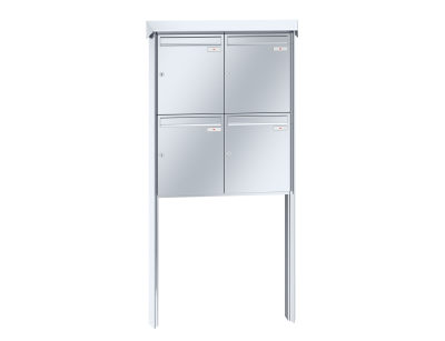 RENZ Briefkastenanlage freistehend, PRISMA, Edelstahl V4A, Kastenformat 370x440x145mm, 4-teilig, zum Einbetonieren, Renz Nummer 10-0-10370