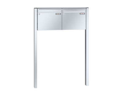 RENZ Briefkastenanlage freistehend, Basic B, Edelstahl V4A, Kastenformat 370x330x100mm, 2-teilig, zum Einbetonieren, Renz Nummer 10-0-25064