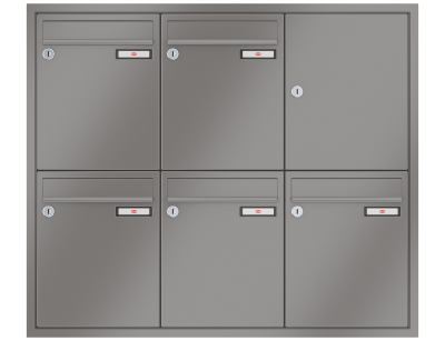 RENZ Briefkastenanlage Unterputz, Eckrahmen, Kastenformat 260x330x100mm, 5-teilig, Renz Nummer 10-0-25165
