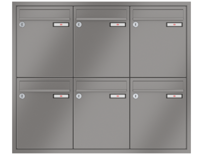 RENZ Briefkastenanlage Unterputz, Eckrahmen, Kastenformat 260x330x100mm, 6-teilig, Renz Nummer 10-0-25227