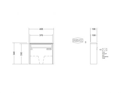 RENZ Briefkastenanlage Aufputz Quadra Kastenformat 370x330x100mm, 1-teilig, Renz Nummer 10-0-25812