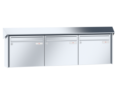 RENZ Briefkastenanlage Aufputz Prisma Edelstahl V4A Kastenformat 370x330x100mm, 3-teilig, Renz Nummer 10-0-25840