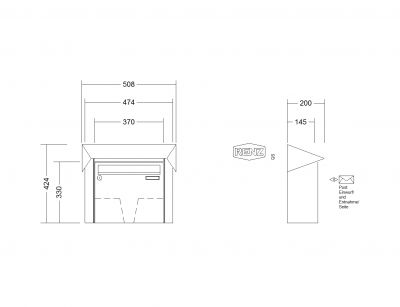 RENZ Briefkastenanlage Aufputz Prisma Kastenformat 370x330x145mm, 1-teilig, Renz Nummer 10-0-35944
