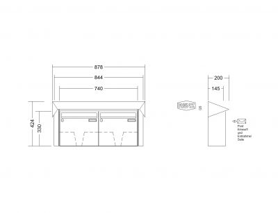 RENZ Briefkastenanlage Aufputz Prisma Kastenformat 370x330x145mm, 2-teilig, Renz Nummer 10-0-35945