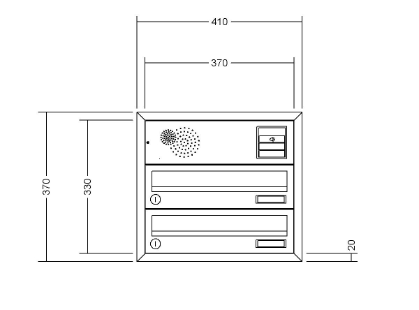 RENZ Briefkastenanlage Unterputz, Winkelputzabdeckrahmen, Kastenformat 370x110x270mm, Vorbereitung Gegensprechanlage, 2-teilig